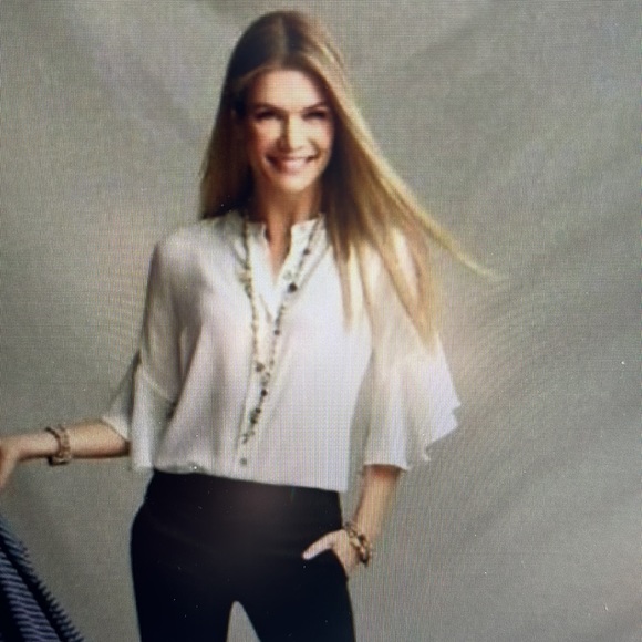 CAbi White Button down Float Blouse - Picture 3 of 4